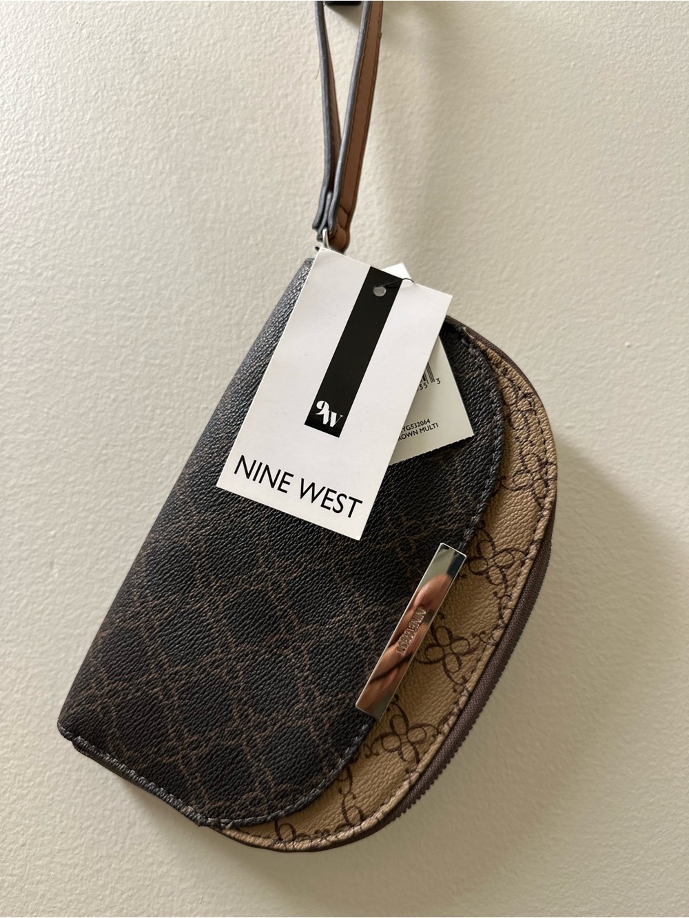 Nine West Brown & Tan Signature Wristlet